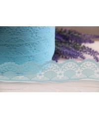 Мереживо тонке з квітковим малюнком № 2 , голубе 